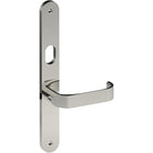 MOSS Door Handle on B01 INTERNAL Australian Standard Backplate with Cylinder Hole, Visible Fixing (Half Set) 64mm CTC in Polished Stainless Steel
