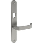 MOSS Door Handle on B01 INTERNAL Australian Standard Backplate with Cylinder Hole, Visible Fixing (Half Set) 64mm CTC in Satin Stainless