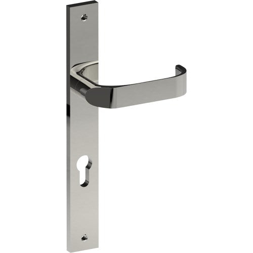 MOSS Door Handle on B02 INTERNAL European Standard Backplate with Cylinder Hole, Visible Fixing (Half Set) 85mm CTC in Polished Stainless Steel