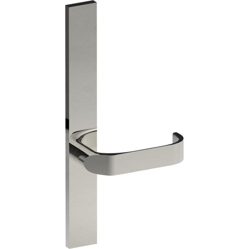 MOSS Door Handle on B02 EXTERNAL Australian Standard Backplate, Concealed Fixing (Half Set) in Polished Stainless Steel