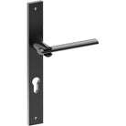 PRONTO Door Handle on B02 INTERNAL European Standard Backplate with Cylinder Hole, Visible Fixing (Half Set) 85mm CTC in Black Teflon