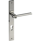 PRONTO Door Handle on B02 INTERNAL European Standard Backplate with Cylinder Hole, Visible Fixing (Half Set) 85mm CTC in Polished Stainless
