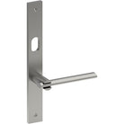 PRONTO Door Handle on B02 INTERNAL Australian Standard Backplate with Cylinder Hole, Visible Fixing (Half Set) 64mm CTC in Satin Stainless