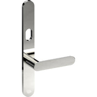 ROUBAIX Door Handle on B01 EXTERNAL Australian Standard Backplate with Cylinder Hole, Concealed Fixing (Half Set) 64mm CTC in Polished Stainless Steel