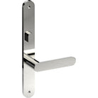 ROUBAIX Door Handle on B01 INTERNAL Australian Standard Backplate with Privacy Turn, Visible Fixing (Half Set) 64mm CTC in Polished Stainless Steel