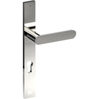 ROUBAIX Door Handle on B02 EXTERNAL European Standard Backplate with Cylinder Hole, Concealed Fixing (Half Set) 85mm CTC in Polished Stainless Steel