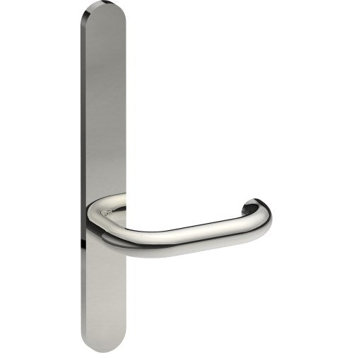 SAFETY Door Handle on B01 EXTERNAL Australian Standard Backplate, Concealed Fixing (Half Set) in Polished Stainless Steel
