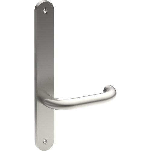 SAFETY Door Handle on B01 INTERNAL Australian Standard Backplate, Visible Fixing (Half Set) in Satin Stainless
