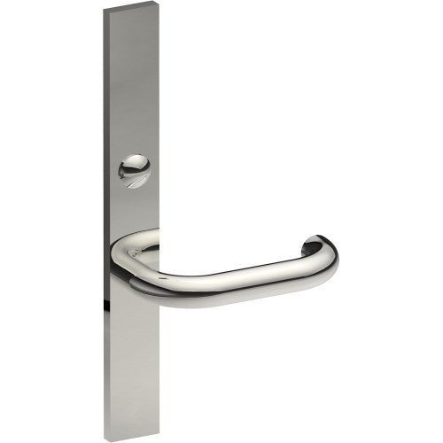 SAFETY Door Handle on B02 EXTERNAL Australian Standard Backplate with Emergency Release, Concealed Fixing (Half Set) 64mm CTC in Polished Stainless Steel