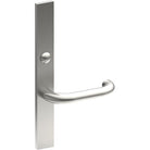 SAFETY Door Handle on B02 EXTERNAL Australian Standard Backplate with Emergency Release, Concealed Fixing (Half Set) 64mm CTC in Satin Stainless