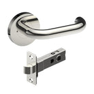 Safety door handles by Style Finish Doorware, featuring sleek design and sturdy metal construction for secure use.