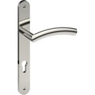TRIESTE Door Handle on B01 INTERNAL European Standard Backplate with Cylinder Hole, Visible Fixing (Half Set) 85mm CTC in Polished Stainless Steel