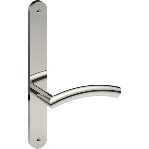 TRIESTE Door Handle on B01 INTERNAL Australian Standard Backplate, Visible Fixing (Half Set) in Polished Stainless Steel