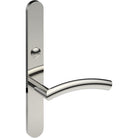TRIESTE Door Handle on B01 EXTERNAL Australian Standard Backplate with Emergency Release, Concealed Fixing (Half Set) 64mm CTC in Polished Stainless Steel