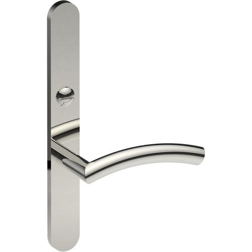 TRIESTE Door Handle on B01 EXTERNAL Australian Standard Backplate with Emergency Release, Concealed Fixing (Half Set) 64mm CTC in Polished Stainless Steel