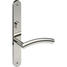 TRIESTE Door Handle on B01 INTERNAL Australian Standard Backplate with Privacy Turn, Visible Fixing (Half Set) 64mm CTC in Polished Stainless Steel