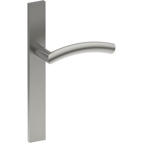 TRIESTE Door Handle on B02 EXTERNAL European Standard Backplate, Concealed Fixing (Half Set) in Satin Stainless