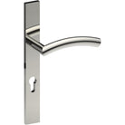 TRIESTE Door Handle on B02 EXTERNAL European Standard Backplate with Cylinder Hole, Concealed Fixing (Half Set) 85mm CTC in Polished Stainless Steel
