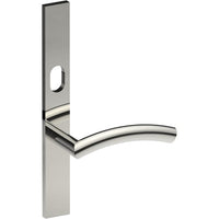 TRIESTE Door Handle on B02 EXTERNAL Australian Standard Backplate with Cylinder Hole, Concealed Fixing (Half Set) 64mm CTC in Polished Stainless Steel