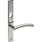 TRIESTE Door Handle on B02 INTERNAL Australian Standard Backplate with Cylinder Hole, Visible Fixing (Half Set) 64mm CTC in Polished Stainless Steel