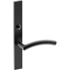 TRIESTE Door Handle on B02 EXTERNAL Australian Standard Backplate with Emergency Release, Concealed Fixing (Half Set) 64mm CTC in Black Teflon