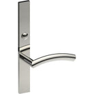 TRIESTE Door Handle on B02 EXTERNAL Australian Standard Backplate with Emergency Release, Concealed Fixing (Half Set) 64mm CTC in Polished Stainless Steel