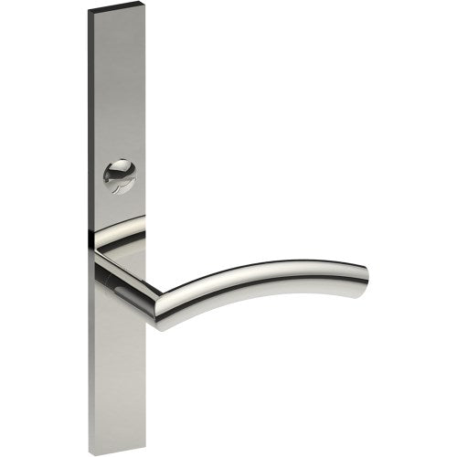 TRIESTE Door Handle on B02 EXTERNAL Australian Standard Backplate with Emergency Release, Concealed Fixing (Half Set) 64mm CTC in Polished Stainless Steel