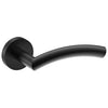 TRIESTE Door Handles on Ø52mm Rose (Latch/Lock Sold Separately) in Black Teflon
