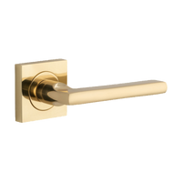 Door Lever Baltimore Square Rose Pair Polished Brass H52xW52xP55mm 
(Latch/Lock Sold Separately) in Polished Brass