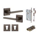 Door Lever Baltimore Square Rose Pair Signature Brass H52xW52xP55mm Entrance Kit, Mortice Lock Euro Signature Brass CTC85mm Backset 60mm, Euro Cylinder Dual Function 5 Pin Signature Brass L65mm KA1, Escutcheon Euro Concealed Fix Square Pair Signatu… in Signature Brass
