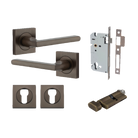 Door Lever Baltimore Square Rose Pair Signature Brass H52xW52xP55mm Entrance Kit, Mortice Lock Euro Signature Brass CTC85mm Backset 60mm, Euro Cylinder Key Thumb 6 Pin Signature Brass L70mm KA1, Escutcheon Euro Concealed Fix Square Pair Signature … in Signature Brass