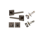 Pair of Iver Baltimore lever door handles on square rose, featuring a sleek, modern design in a polished finish.