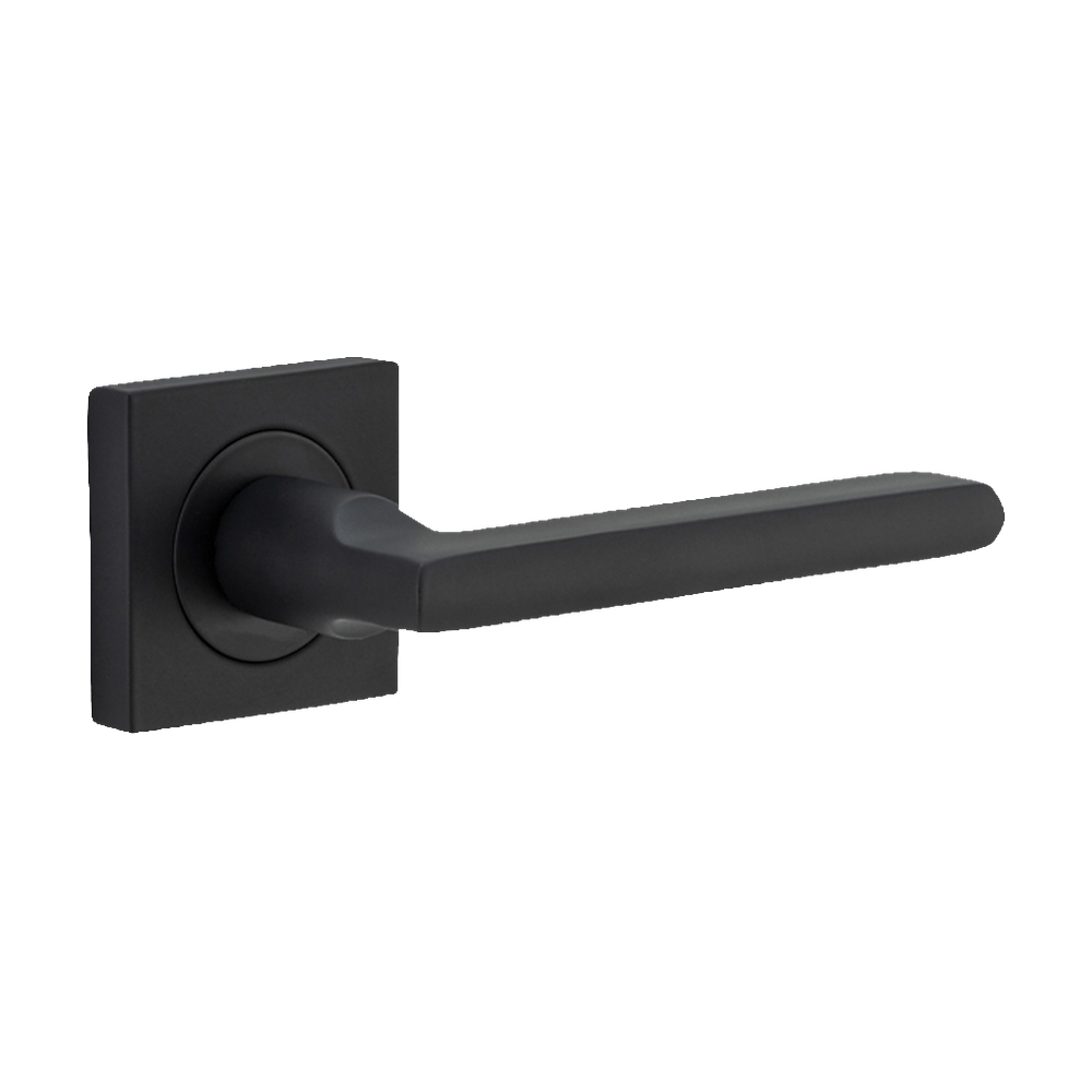 Door Lever Baltimore Square Rose Pair Matt Black H52xW52xP55mm
(Latch/Lock Sold Separately) in Matt Black