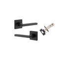 Pair of Iver Baltimore lever door handles on square rose, featuring a sleek, modern design in a polished finish.