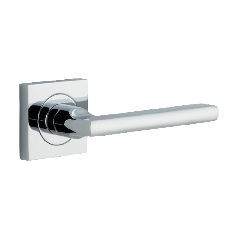 Door Lever Baltimore Square Rose Pair Polished Chrome H52xW52xP55mm
(Latch/Lock Sold Separately) in Polished Chrome