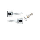 Pair of Iver Baltimore lever door handles on square rose, with a sleek, modern design in a polished finish.