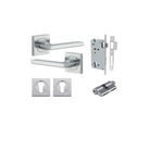 Pair of Iver Baltimore lever door handles on square rose, featuring a sleek, modern design in a polished finish.