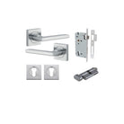 Pair of Iver Baltimore lever door handles on square rose, featuring a sleek, modern design in a polished finish.