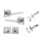 Door Lever Baltimore Square Rose Pair Brushed Chrome H52xW52xP55mm Privacy Kit, Tube Latch Split Cam 'T' Striker Brushed Chrome Backset 60mm, Privacy Bolt Round Bolt Brushed Chrome Backset 60mm, Privacy Turn Oval Concealed Fix Square Brushed Chrom… in Brushed Chrome