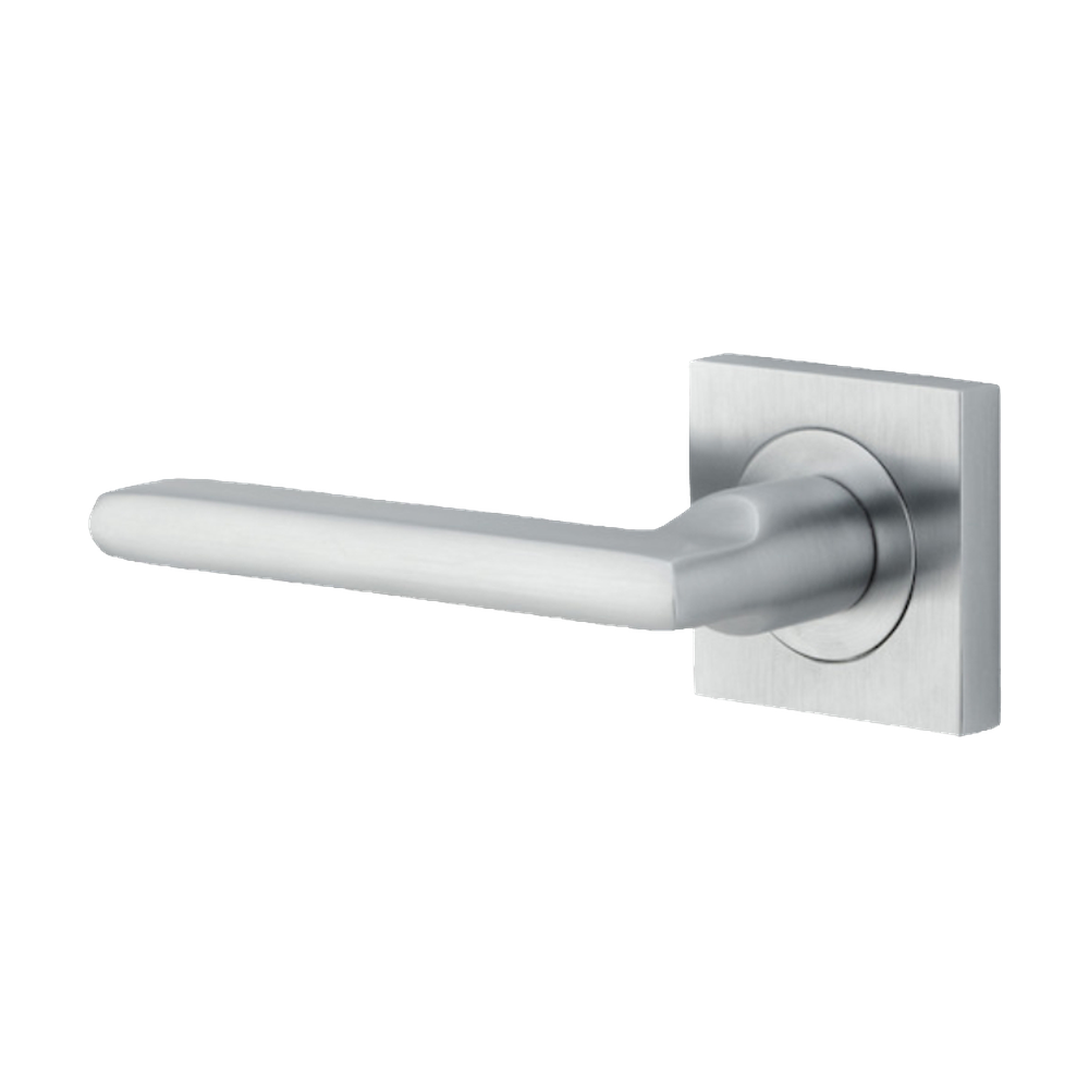 Door Lever Baltimore Rose Square Concealed Fix Left Hand Fixed Brushed Chrome L118xP57mm BPH52xW52mm in Brushed Chrome