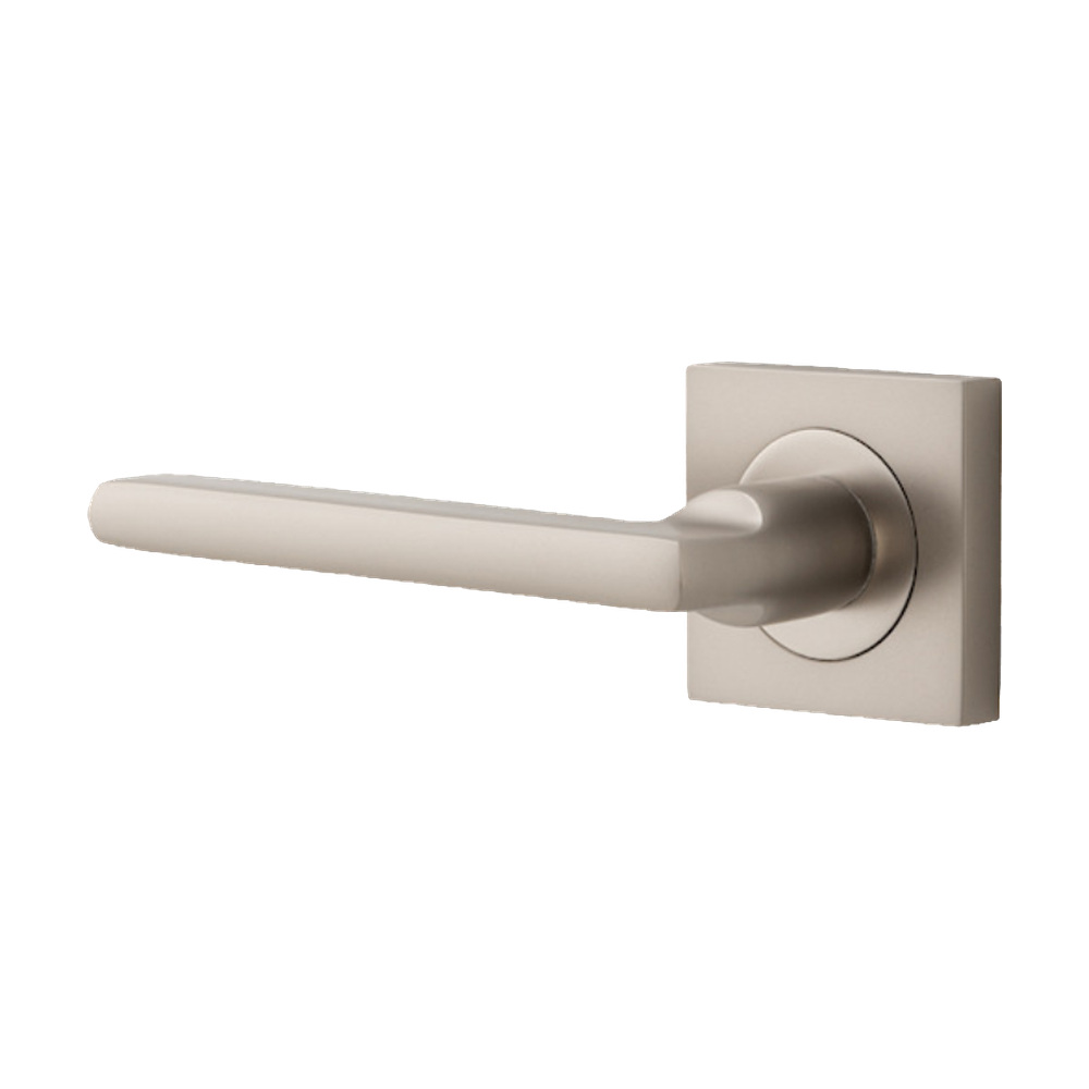 Door Lever Baltimore Rose Square Concealed Fix Left Hand Fixed Satin Nickel L118xP57mm BPH52xW52mm in Satin Nickel