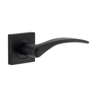 Door Lever Oxford Square Rose Pair Matt Black H52xW52xP60mm
(Latch/Lock Sold Separately) in Matt Black
