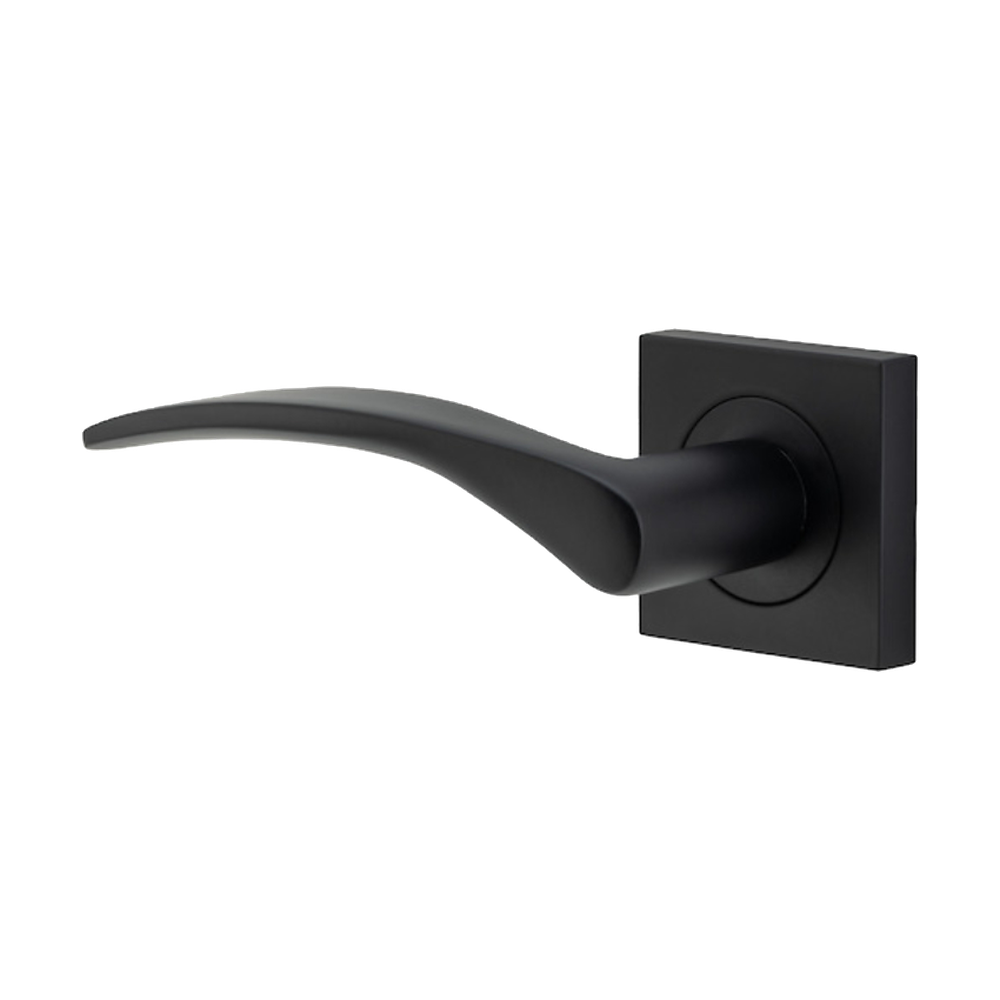 Door Lever Oxford Rose Square Concealed Fix Left Hand Fixed Matt Black L125xP63mm BPH52xW52mm in Matt Black