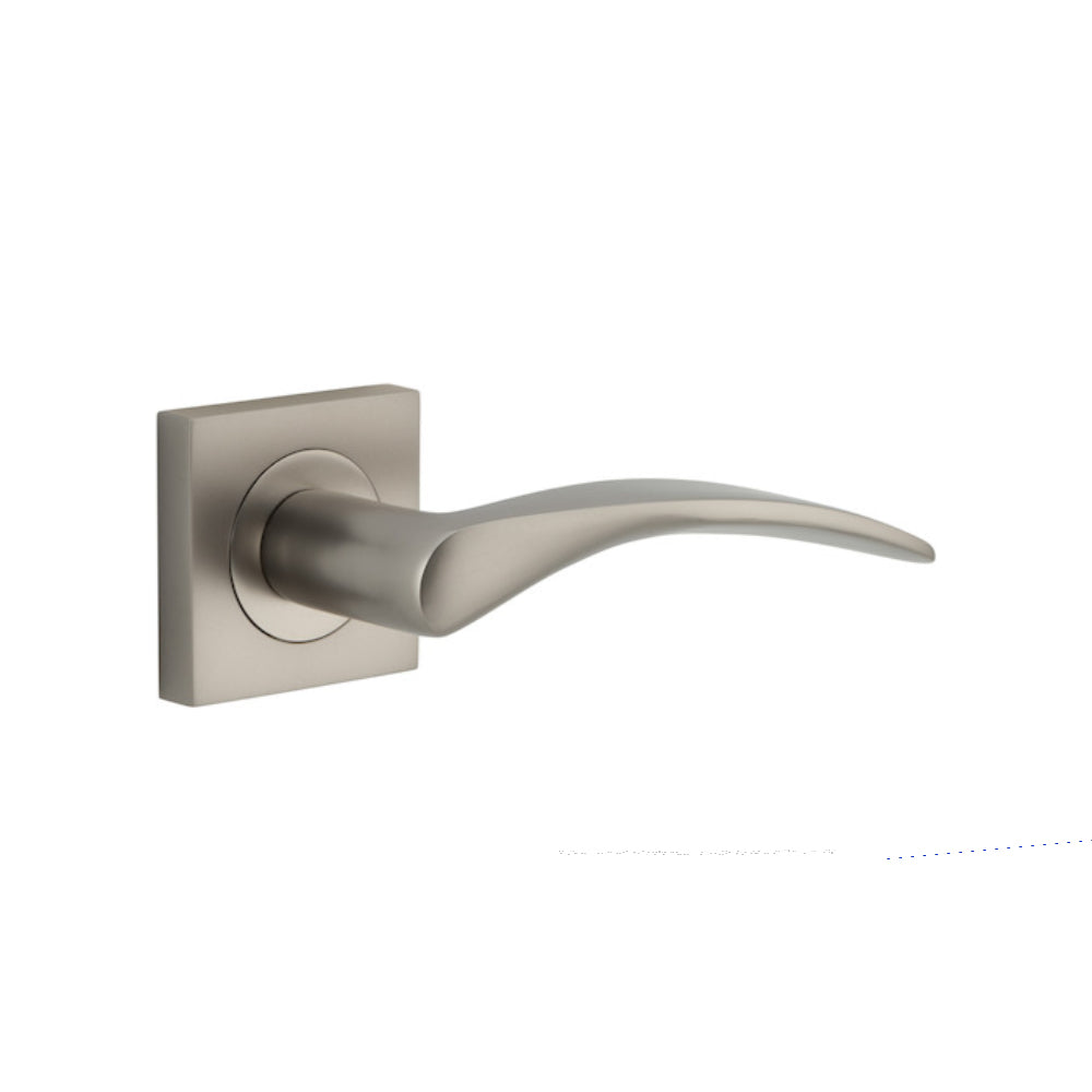 Door Lever Oxford Square Rose Pair Satin Nickel H52xW52xP60mm

(Latch/Lock Sold Separately) in Satin Nickel
