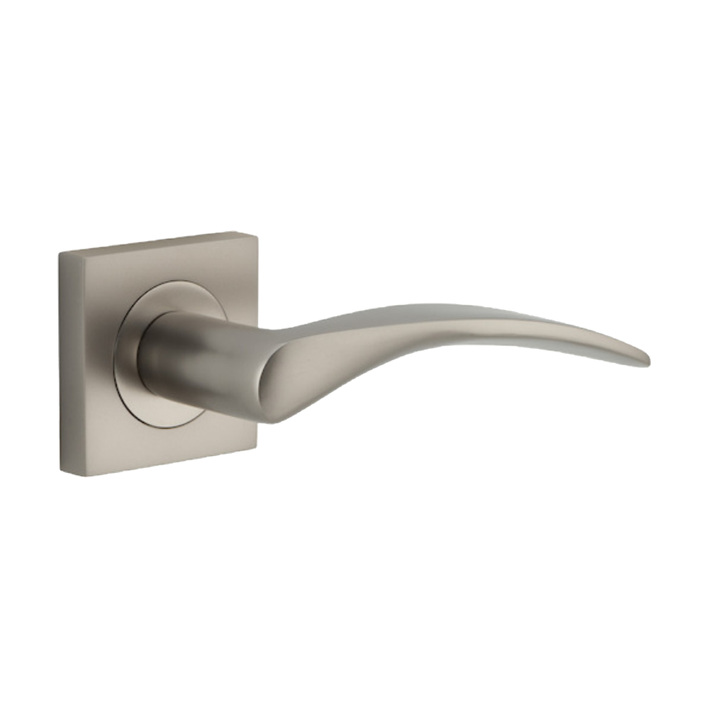 Door Lever Oxford Square Rose Pair Satin Nickel H52xW52xP60mm
(Latch/Lock Sold Separately) in Satin Nickel