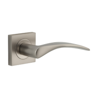 Door Lever Oxford Square Rose Pair Satin Nickel H52xW52xP60mm
(Latch/Lock Sold Separately) in Satin Nickel