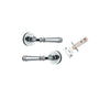 Door Lever Verona Round Rose Pair Polished Chrome D52xP59mm Passage Kit, Tube Latch Split Cam 'T' Striker Polished Chrome Backset 60mm in Polished Chrome