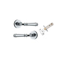 Door Lever Verona Round Rose Pair Polished Chrome D52xP59mm Passage Kit, Tube Latch Split Cam 'T' Striker Polished Chrome Backset 60mm in Polished Chrome