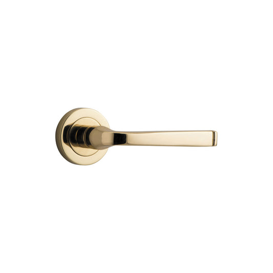 Door Lever Annecy Round Rose Pair Polished Brass D52xP65mm

(Latch/Lock Sold Separately) in Polished Brass