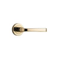 Door Lever Annecy Round Rose Pair Polished Brass D52xP65mm
(Latch/Lock Sold Separately) in Polished Brass
